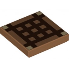 Part 3068bpb0893 Tile 2 x 2 with Dark Brown Minecraft Grid Pattern
